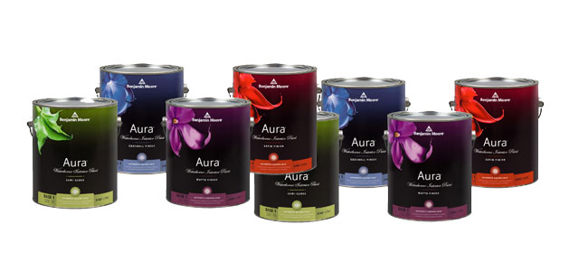 We carry the new Aura line of paint from Benjamin Moore