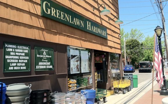 The front of the Greenlawn Hardware Store
